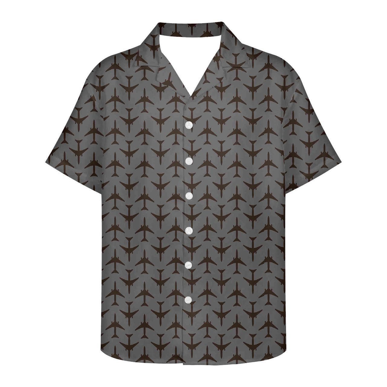 Perfectly Sized Seamless Airplanes Gray Designed 3D Hawaiian Shirts