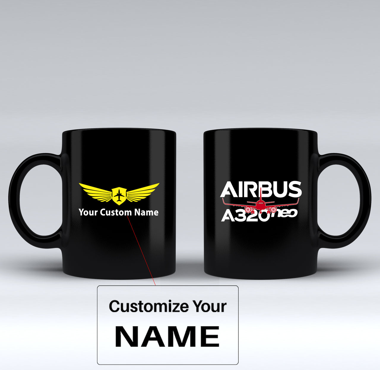 Amazing Airbus A320neo Designed Black Mugs