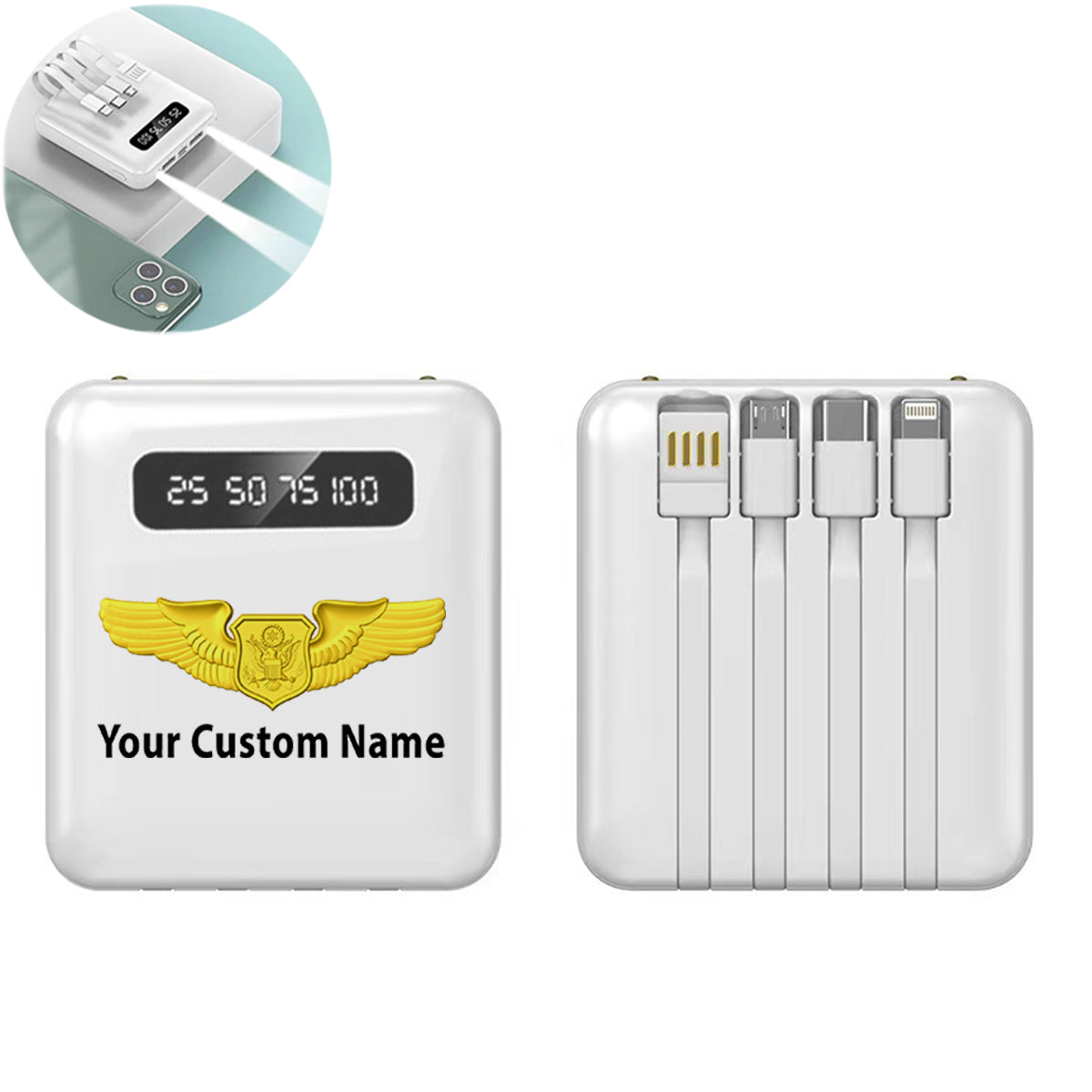 Custom Name (Special US Air Force) Designed 10000mAh Quick Charge Powerbank