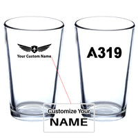 Thumbnail for A319 Flat Text Designed Beer & Water Glasses