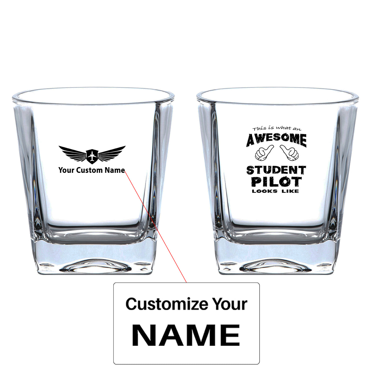 Student Pilot Designed Whiskey Glass
