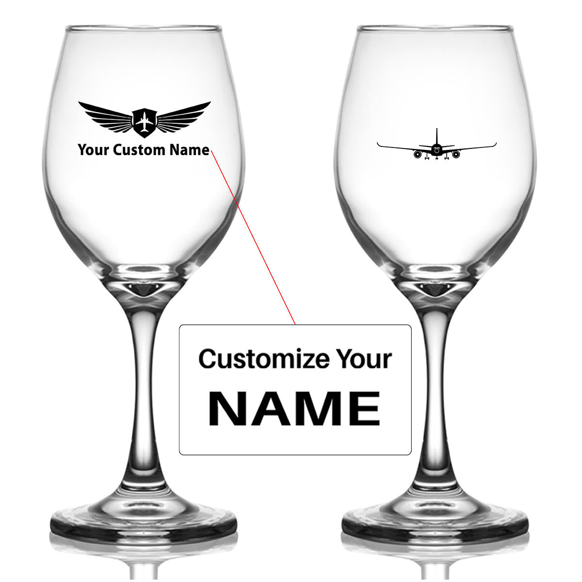 Airbus A350 Silhouette Designed Wine Glasses
