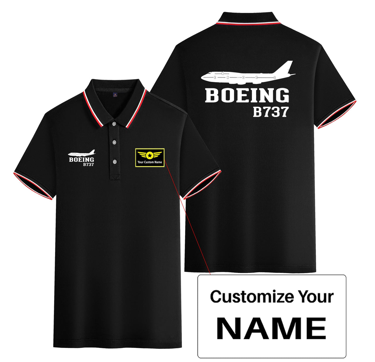 Boeing 737 Printed Designed Stylish Polo T-Shirts (Double-Side)