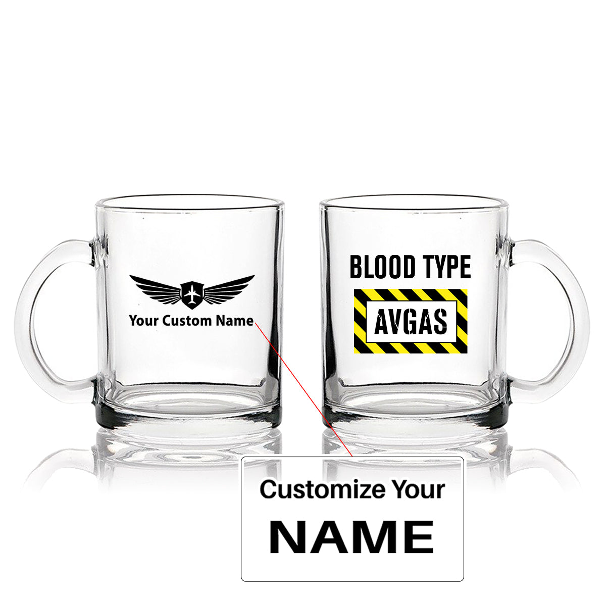 Blood Type AVGAS Designed Coffee & Tea Glasses