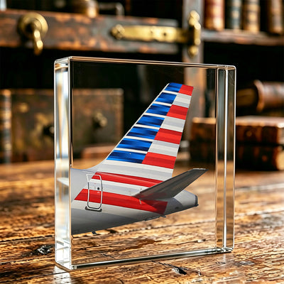 AA Airlines Tail Logo Crystal Ornament