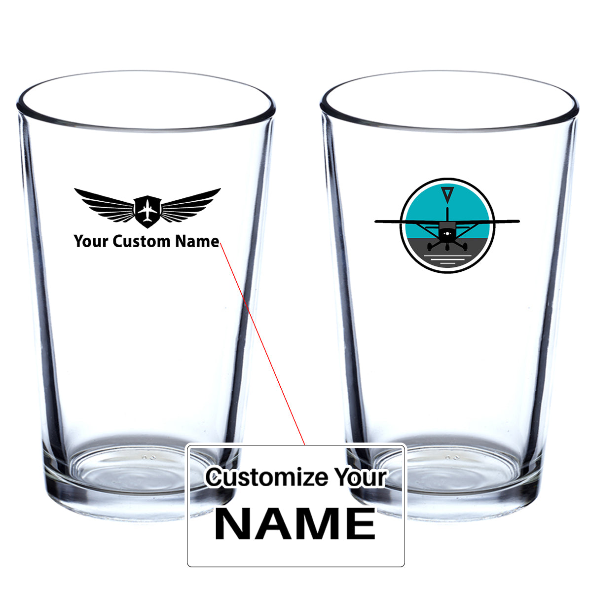 Cessna & Gyro Designed Beer & Water Glasses