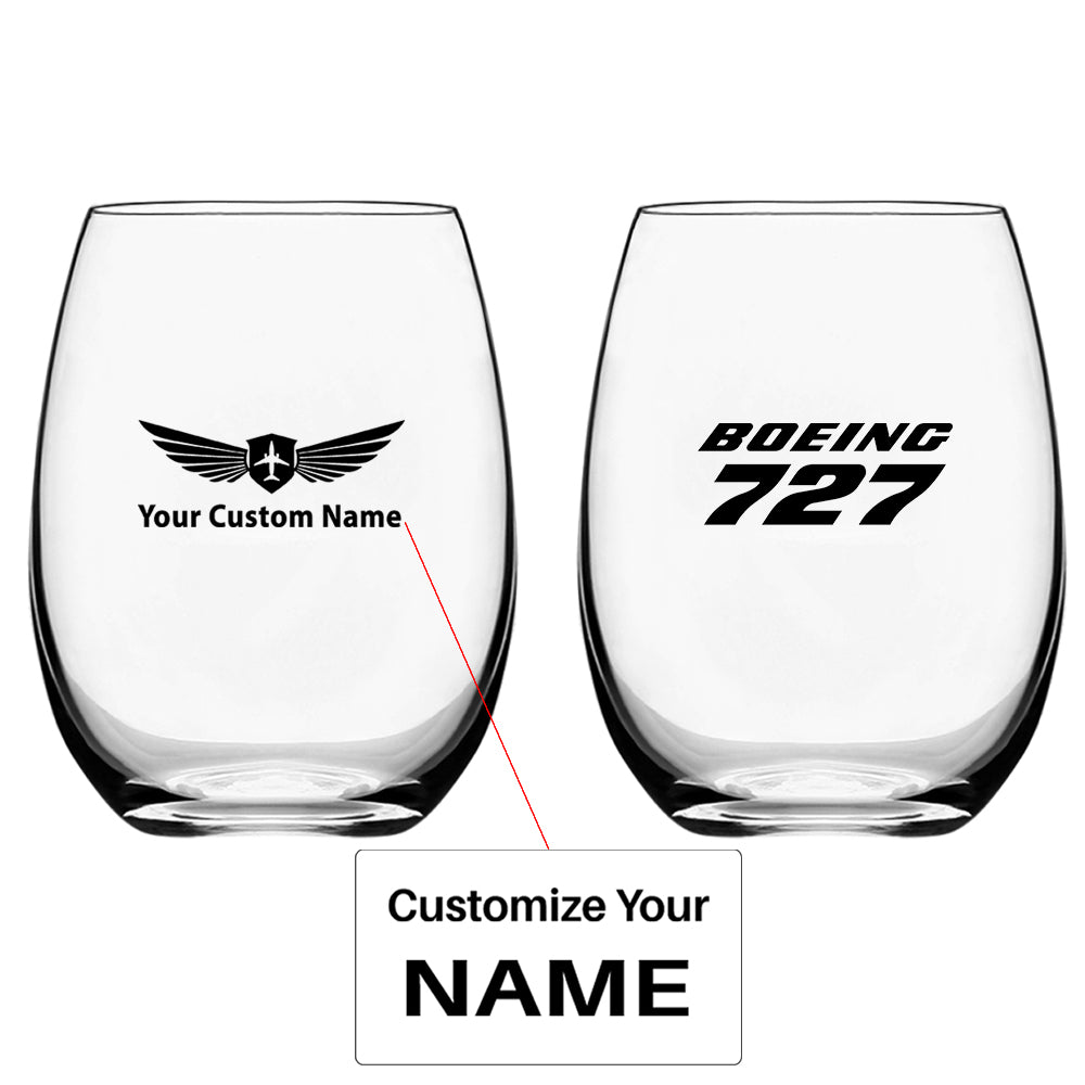Boeing 727 & Text Designed Water & Drink Glasses