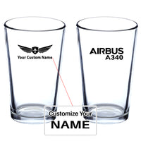 Thumbnail for Airbus A340 & Text Designed Beer & Water Glasses