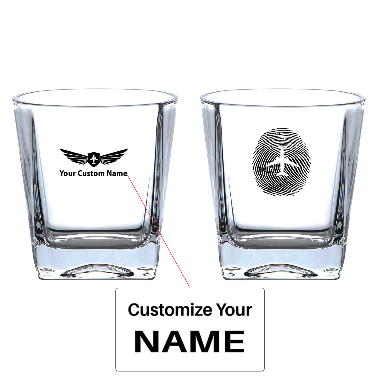 Aviation Finger Print Designed Whiskey Glass