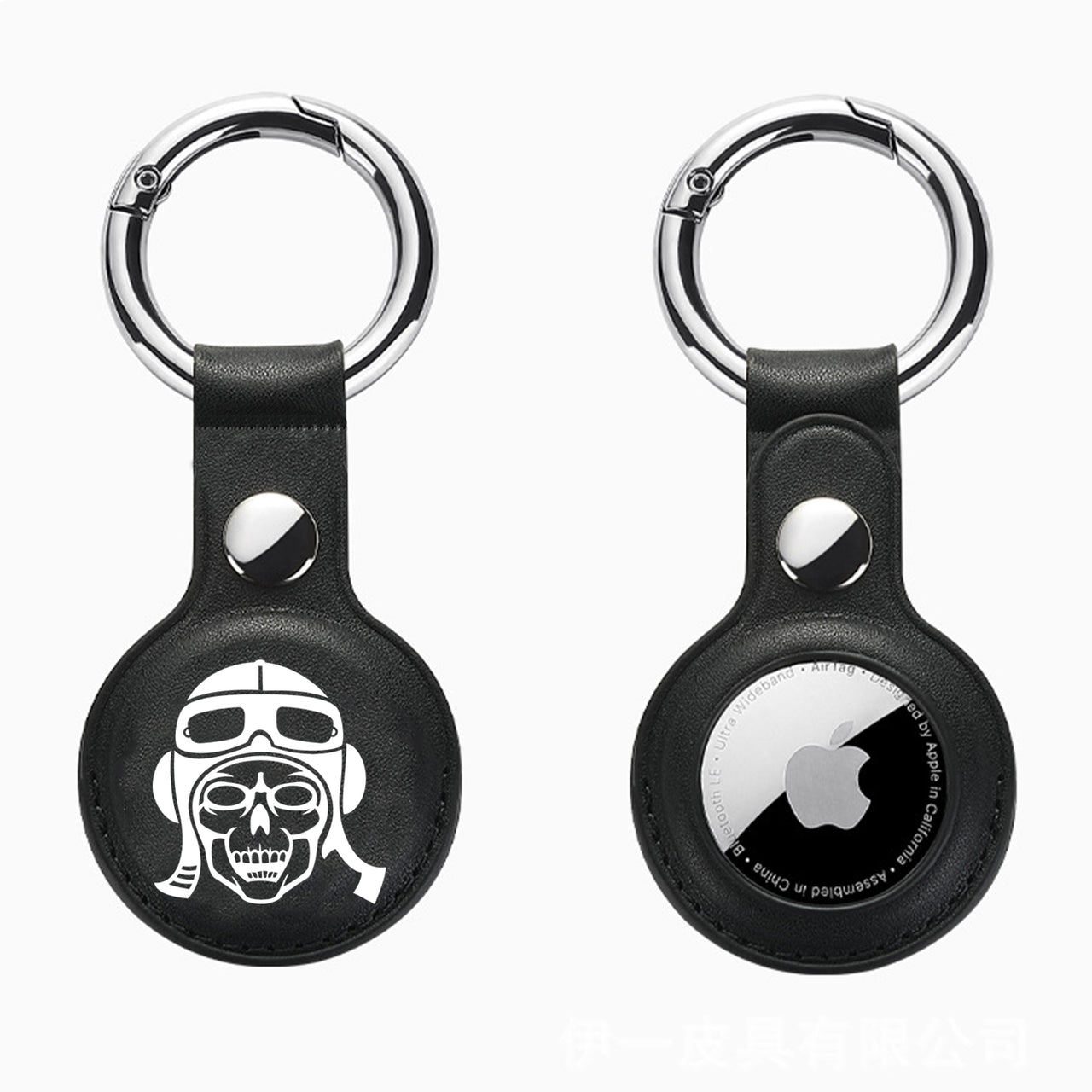 Skeleton Pilot Design Airtags Leather Cases