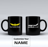 Thumbnail for The Airbus A330 Designed Black Mugs