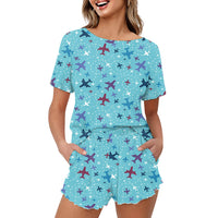 Thumbnail for Love of Travel with Aircraft Designed Women Summer Home Suits