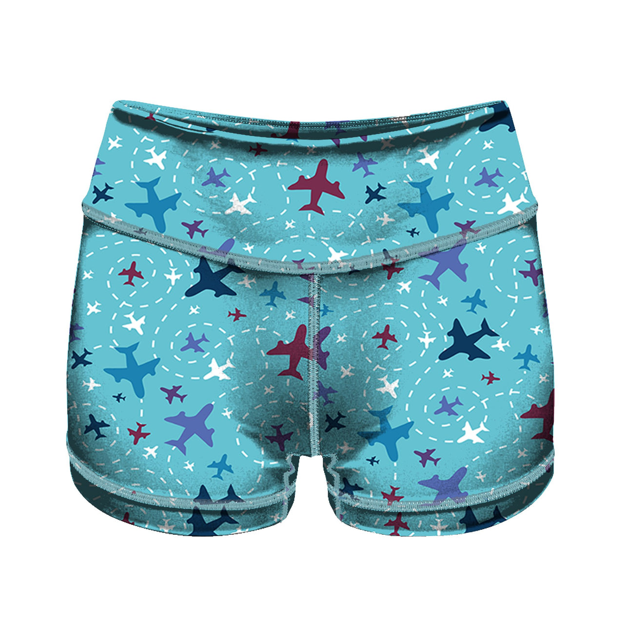 Love of Travel with Aircraft Designed Women Yoga Shorts Pants