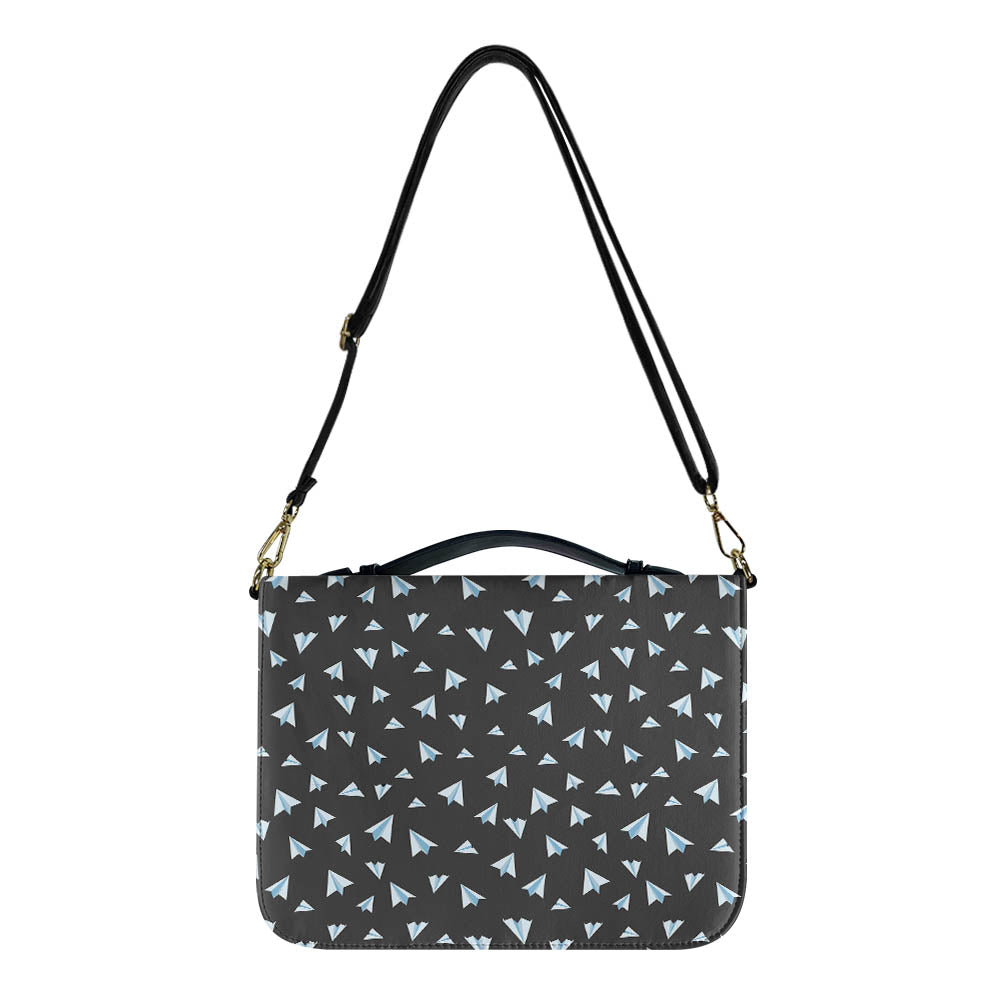 Paper Airplanes (Gray) 2 Designed PU Accessories Bags Strap Style