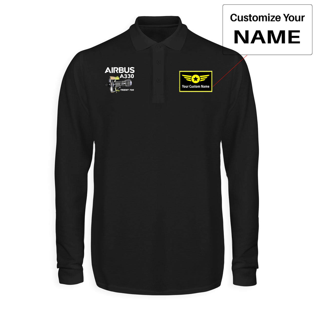 Airbus A330 & Trent 700 Engine Designed Long Sleeve Polo T-Shirts