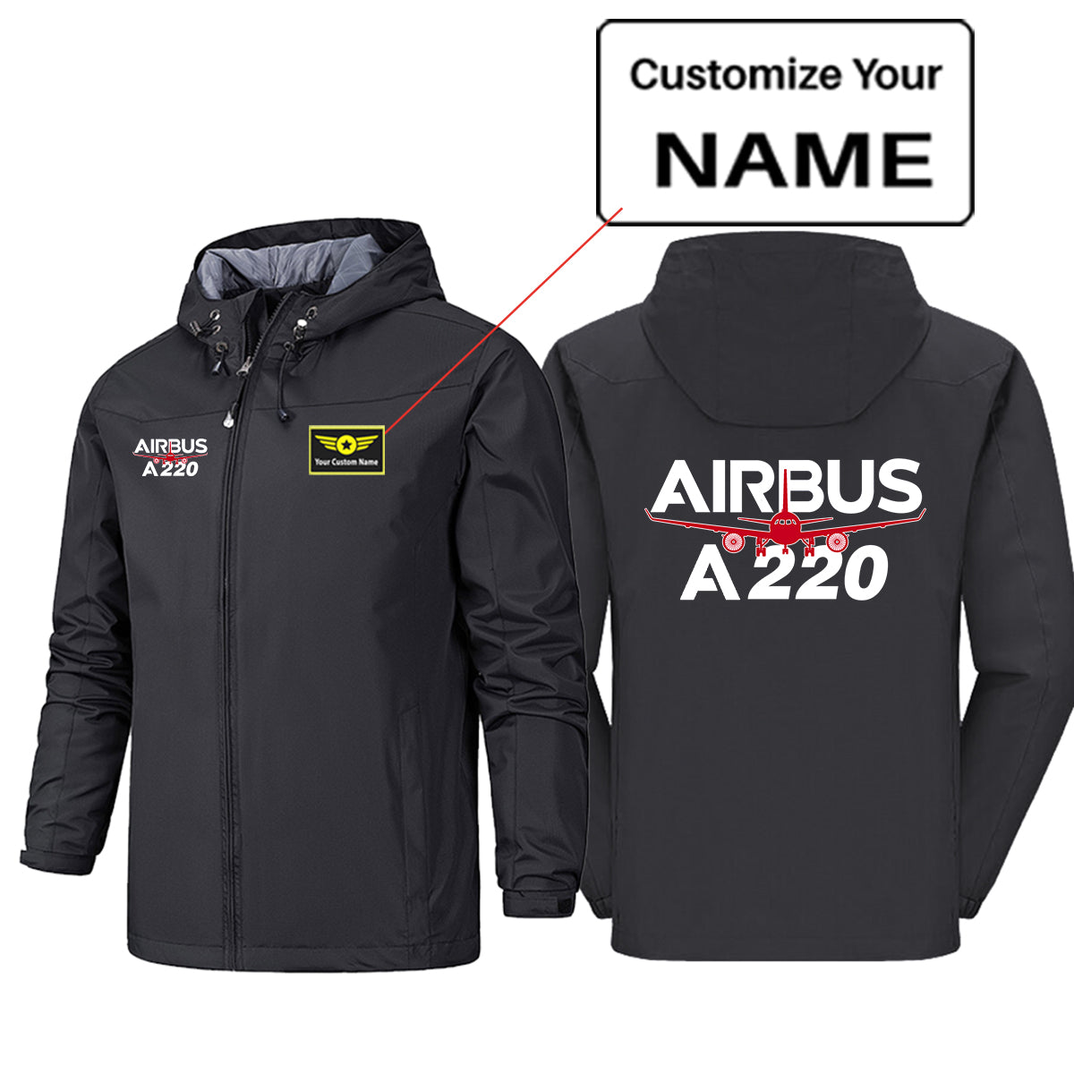 Amazing Airbus A220 Designed Rain Jackets & Windbreakers