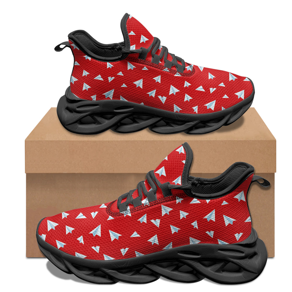 Paper Airplanes (Red) Designed Sports Running Jogging Shoes
