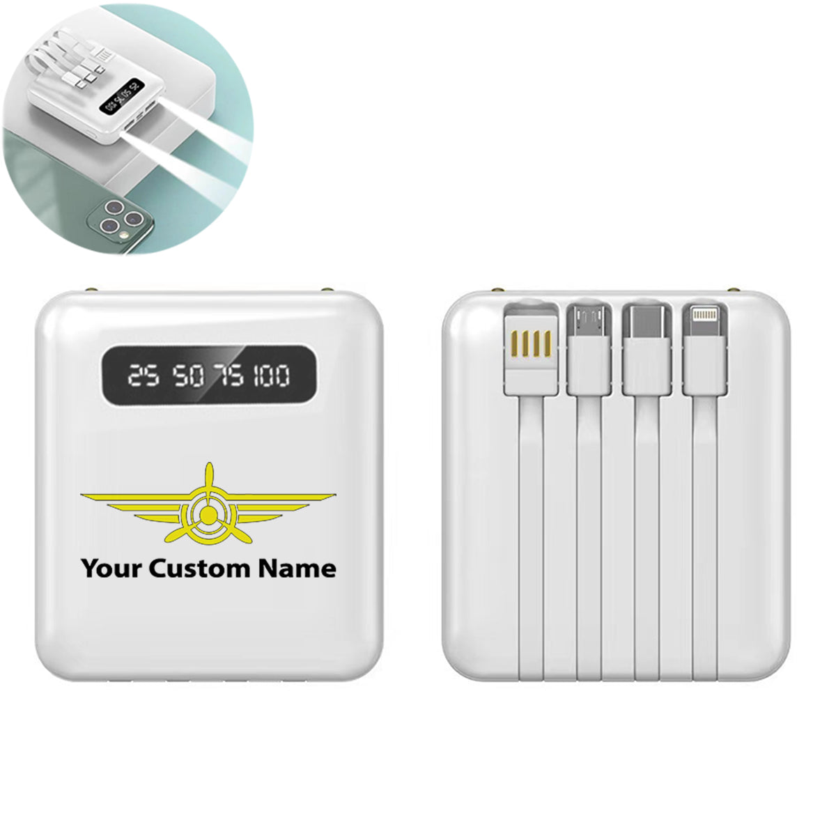 Custom Name (Badge 3) Designed 10000mAh Quick Charge Powerbank