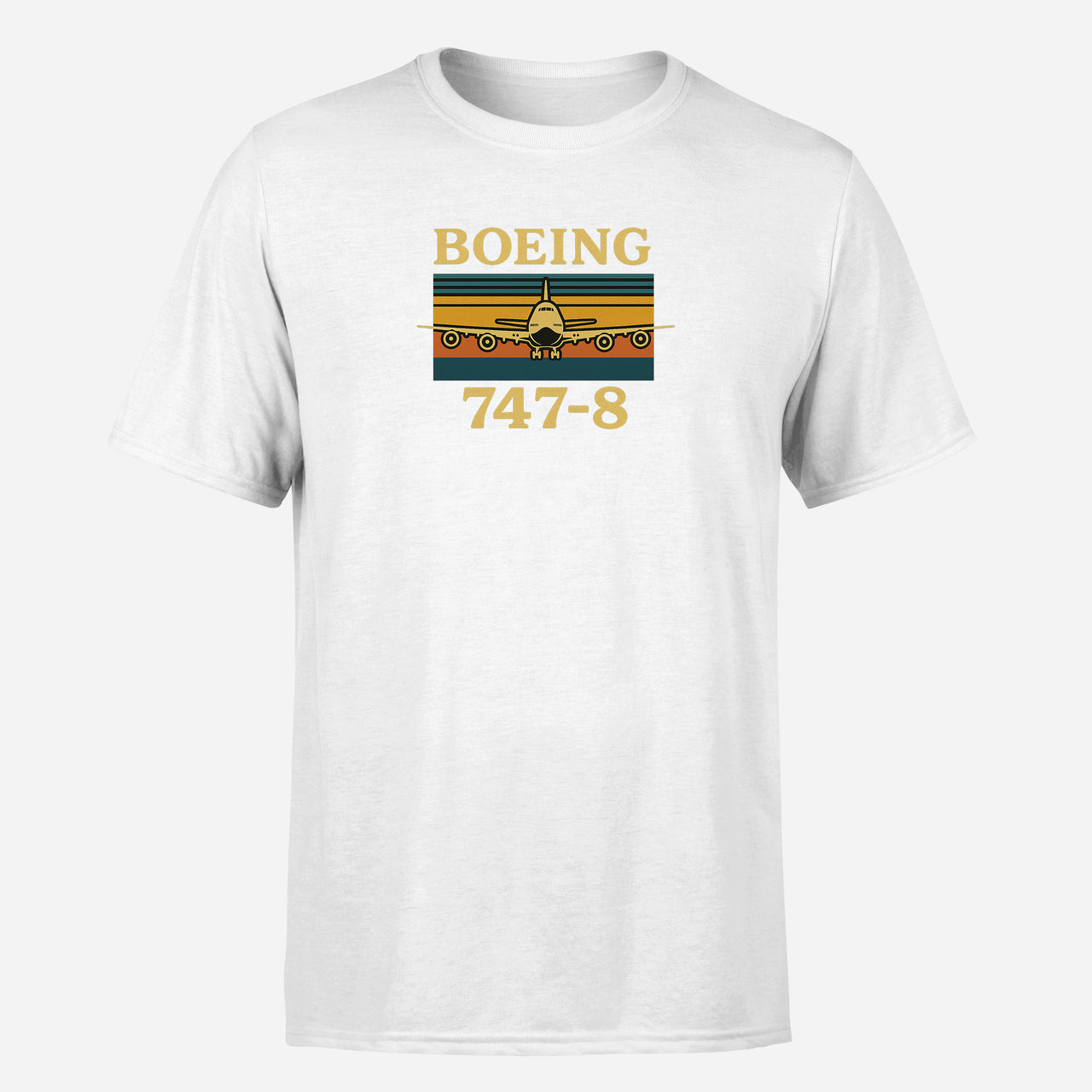 Retro Boeign 747-8 Design Super Quality T-Shirts