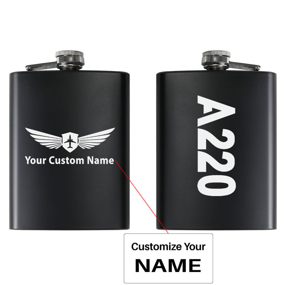 A220 Text Designed Stainless Steel Hip Flasks