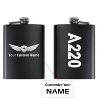 Thumbnail for A220 Text Designed Stainless Steel Hip Flasks