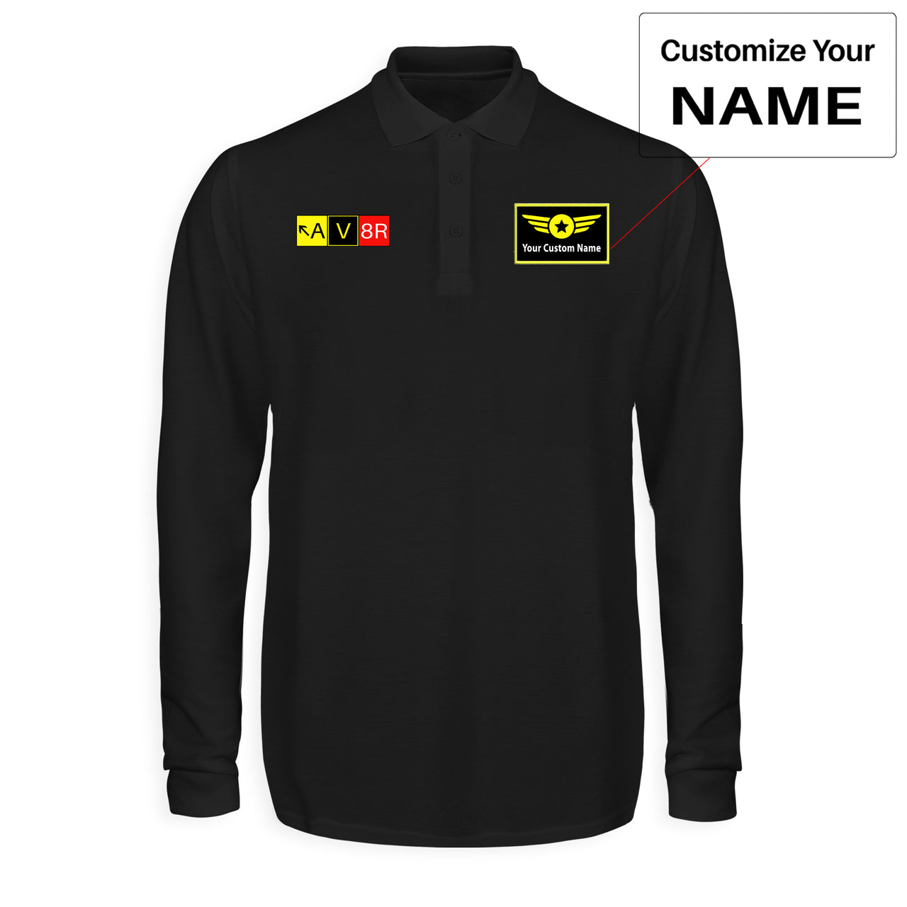 AV8R Designed Long Sleeve Polo T-Shirts
