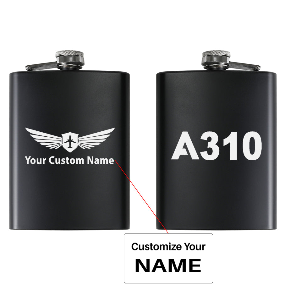 A310 Flat Text Designed Stainless Steel Hip Flasks