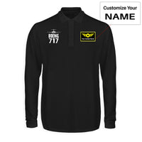 Thumbnail for Boeing 717 & Plane Designed Long Sleeve Polo T-Shirts
