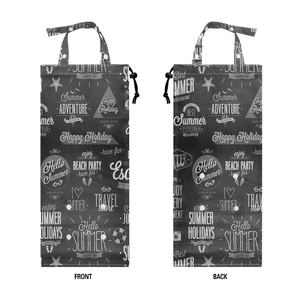 Black & White Super Travel Icons 2 Designed Car Folding Garbage Bags