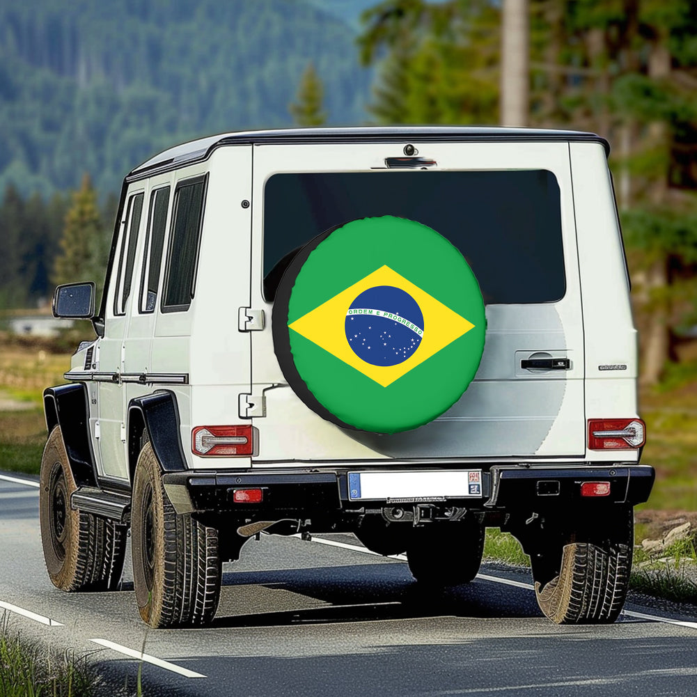 Brazil Flag Designed Tire Cover Cases