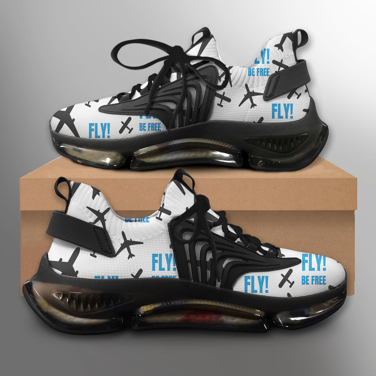 Fly Be Free White Designed Fashion Running Shoes