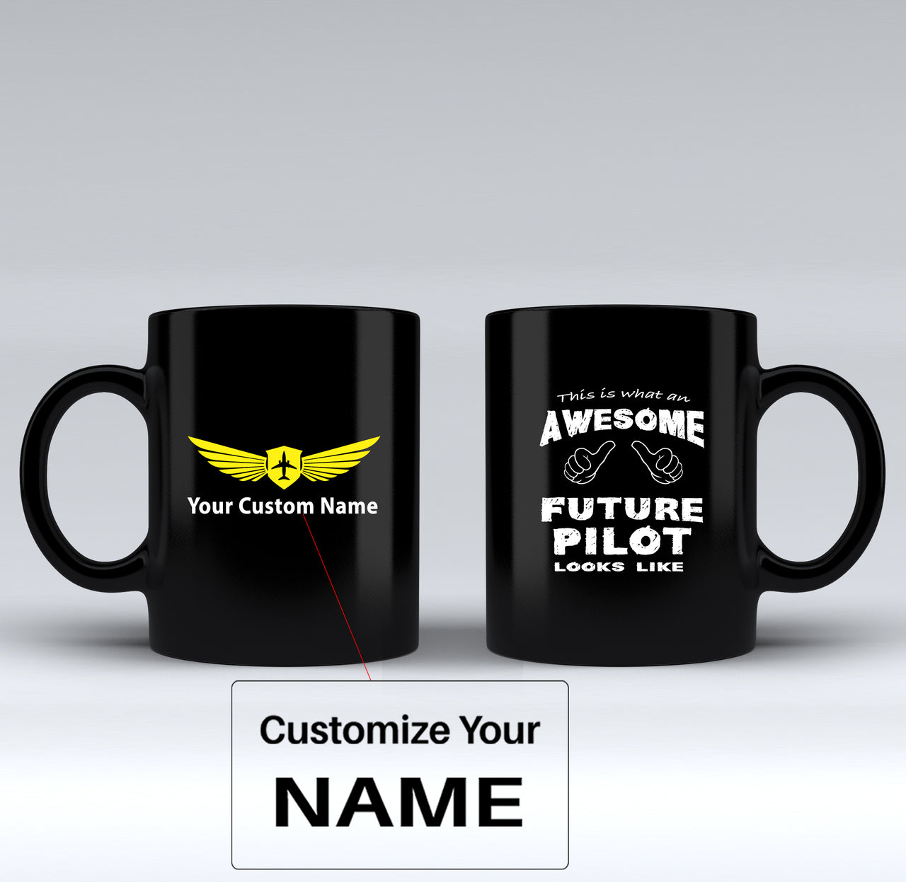 Future Pilot Designed Black Mugs