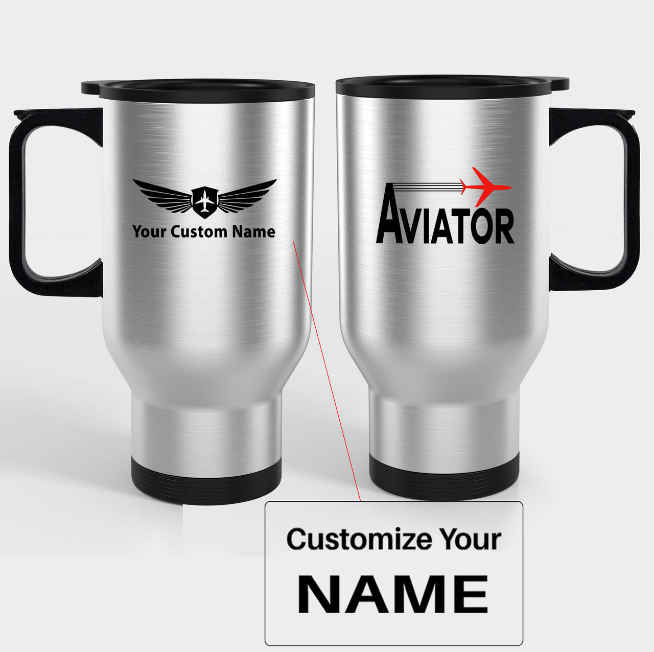 Aviator Designed Travel Mugs (With Holder)