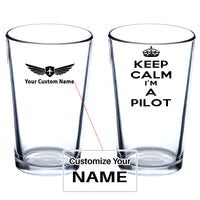 Thumbnail for Keep Calm I'm a Pilot Designed Beer & Water Glasses