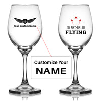 Thumbnail for I'D Rather Be Flying Designed Wine Glasses
