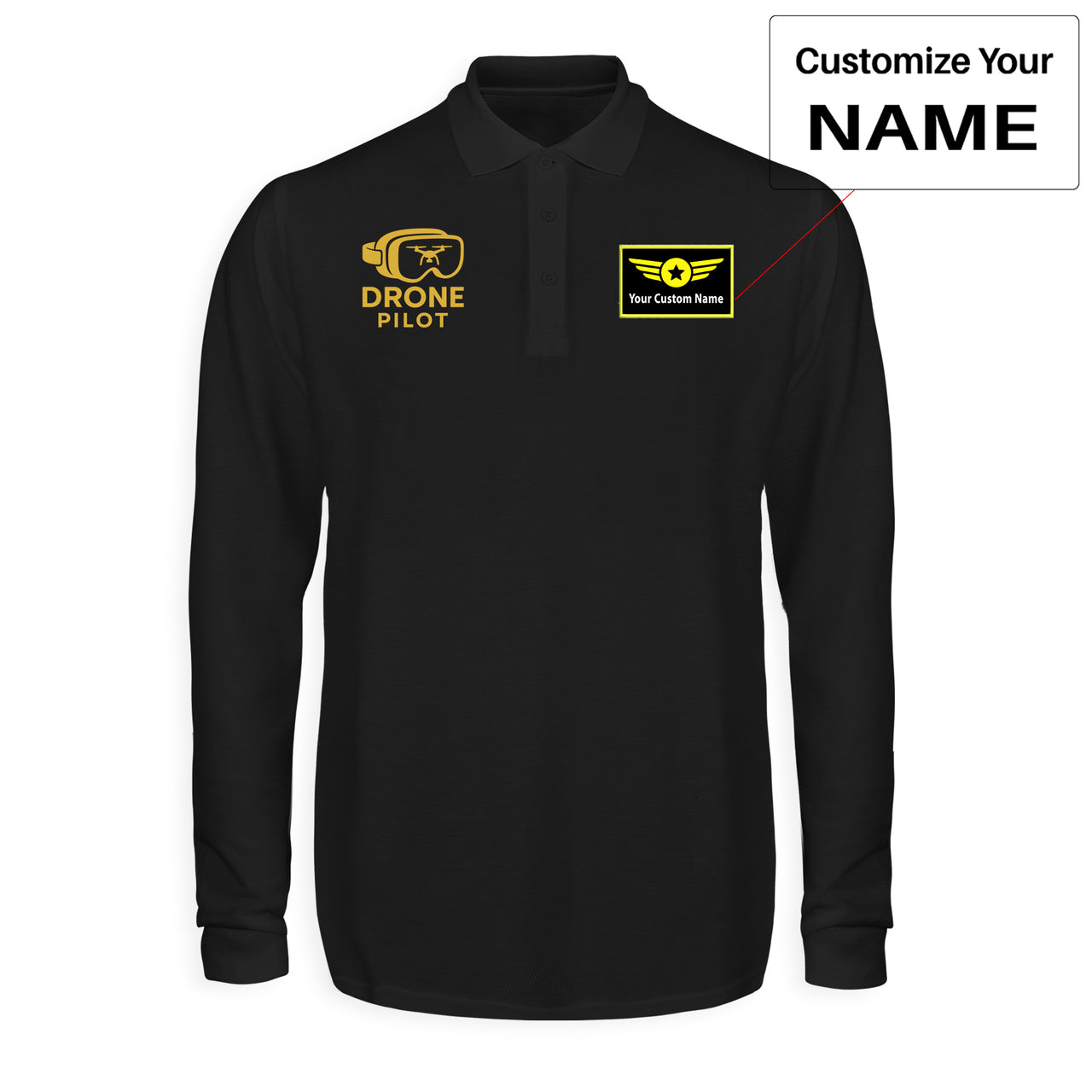 Googles & Drone Pilot Designed Long Sleeve Polo T-Shirts