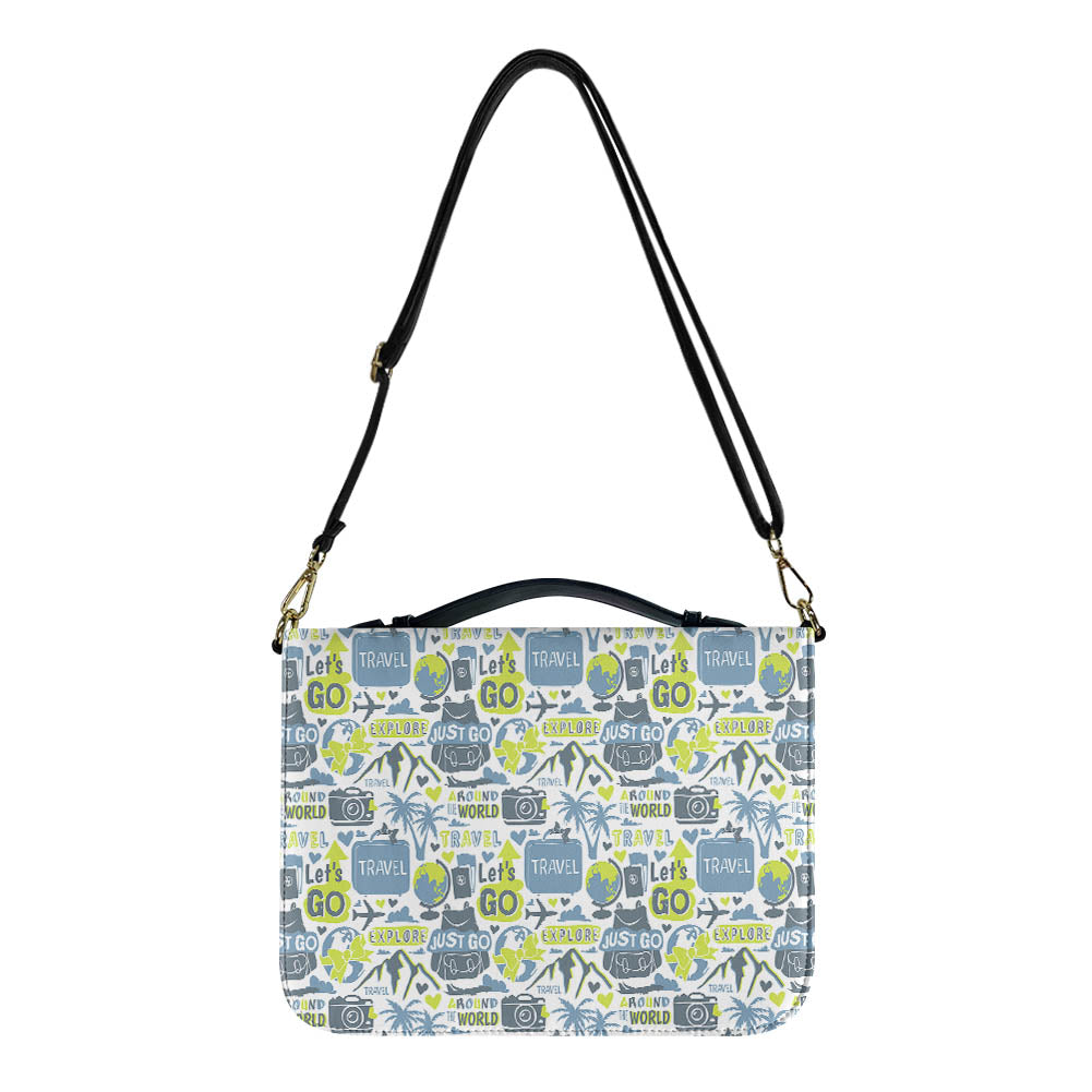 Motivational Travel Badges 2 Designed PU Accessories Bags Strap Style