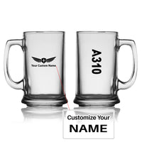 Thumbnail for A310 Text Designed Beer Glass with Holder