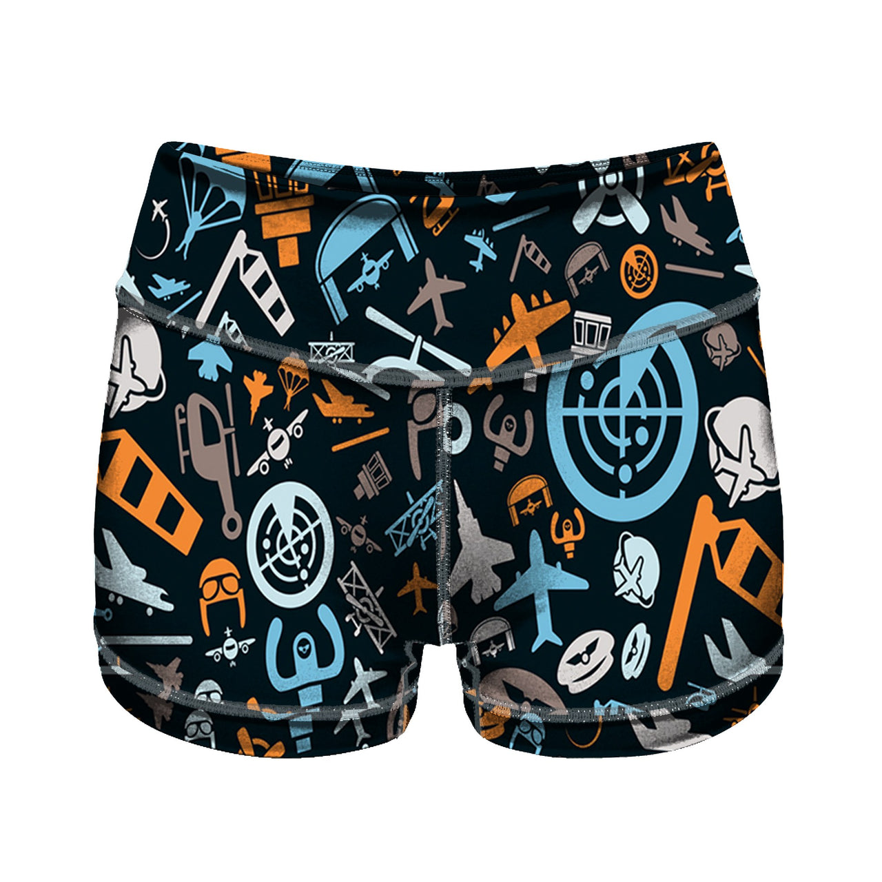 Aviation Icons Designed Women Yoga Shorts Pants