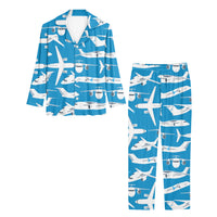 Thumbnail for Big Airplanes Designed Women Button Pajamas