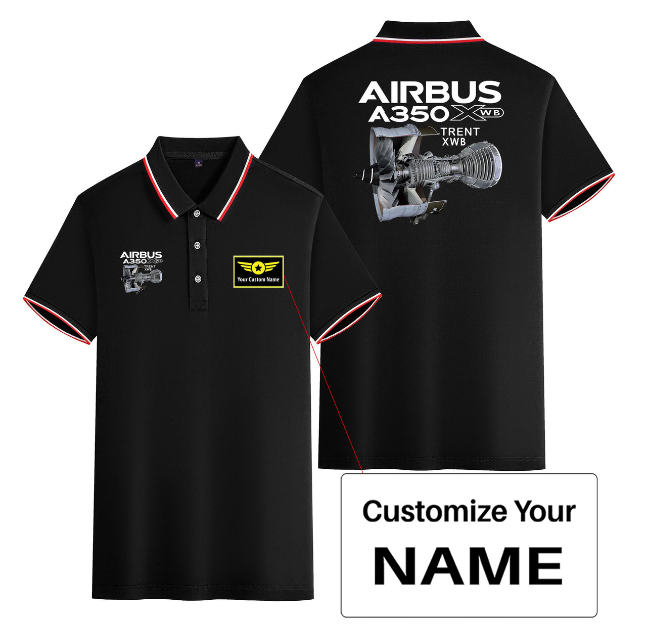 Airbus A350 & Trent Wxb Engine Designed Stylish Polo T-Shirts (Double-Side)