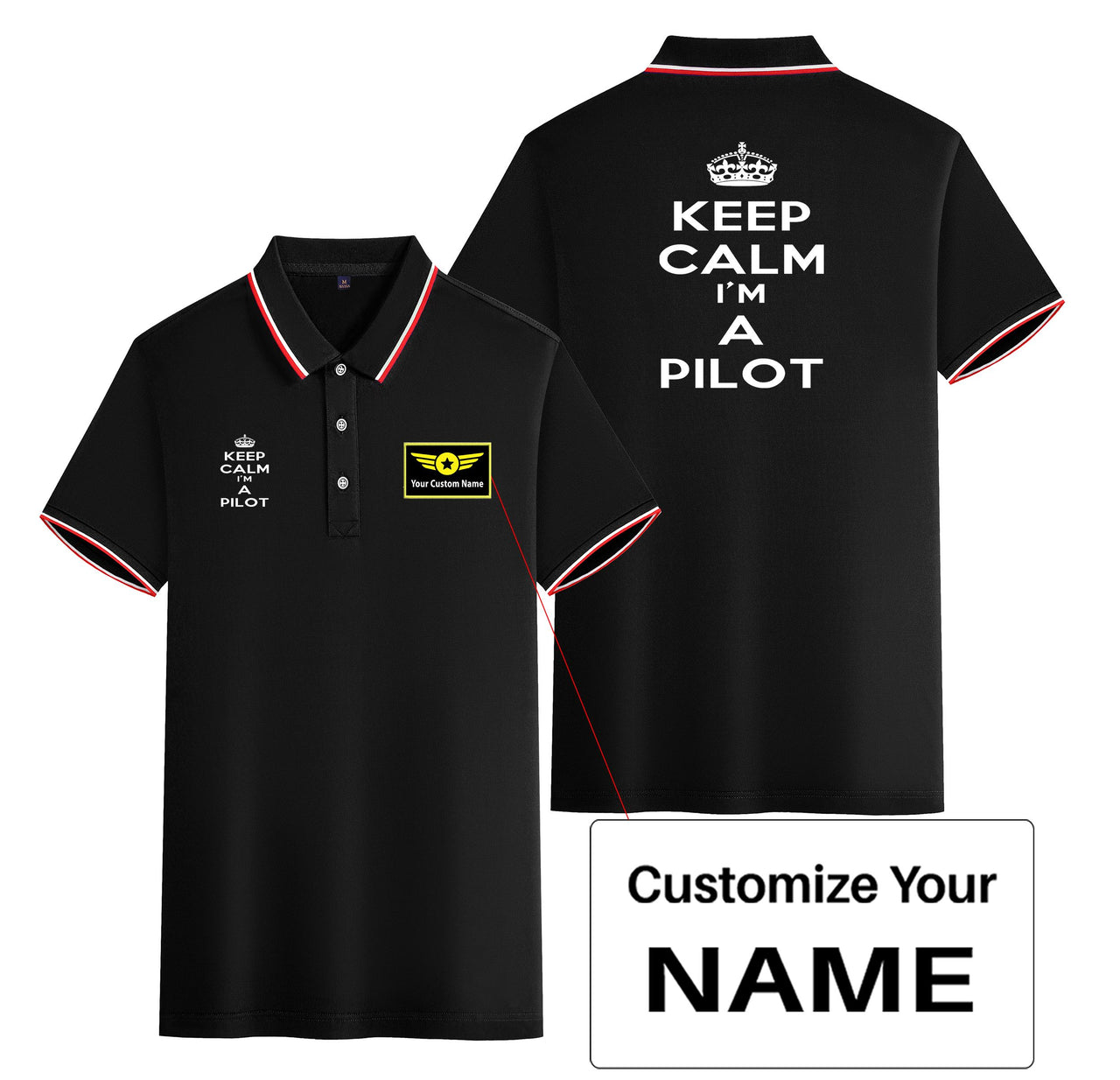 Keep Calm I'm a Pilot Designed Stylish Polo T-Shirts (Double-Side)