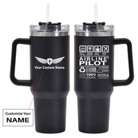 Thumbnail for Airline Pilot Label Designed 40oz Stainless Steel Car Mug With Holder