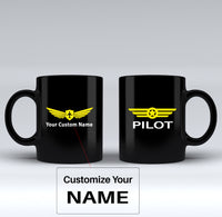 Thumbnail for Pilot & Badge Designed Black Mugs