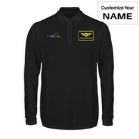 Thumbnail for Multicolor Airplane Designed Long Sleeve Polo T-Shirts