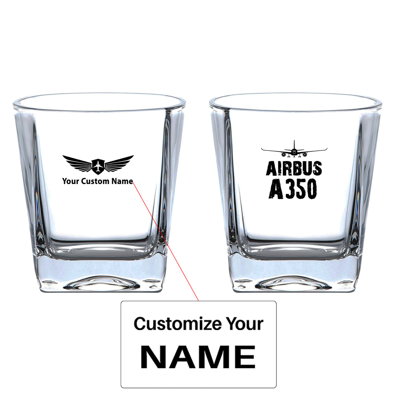 Airbus A350 & Plane Designed Whiskey Glass