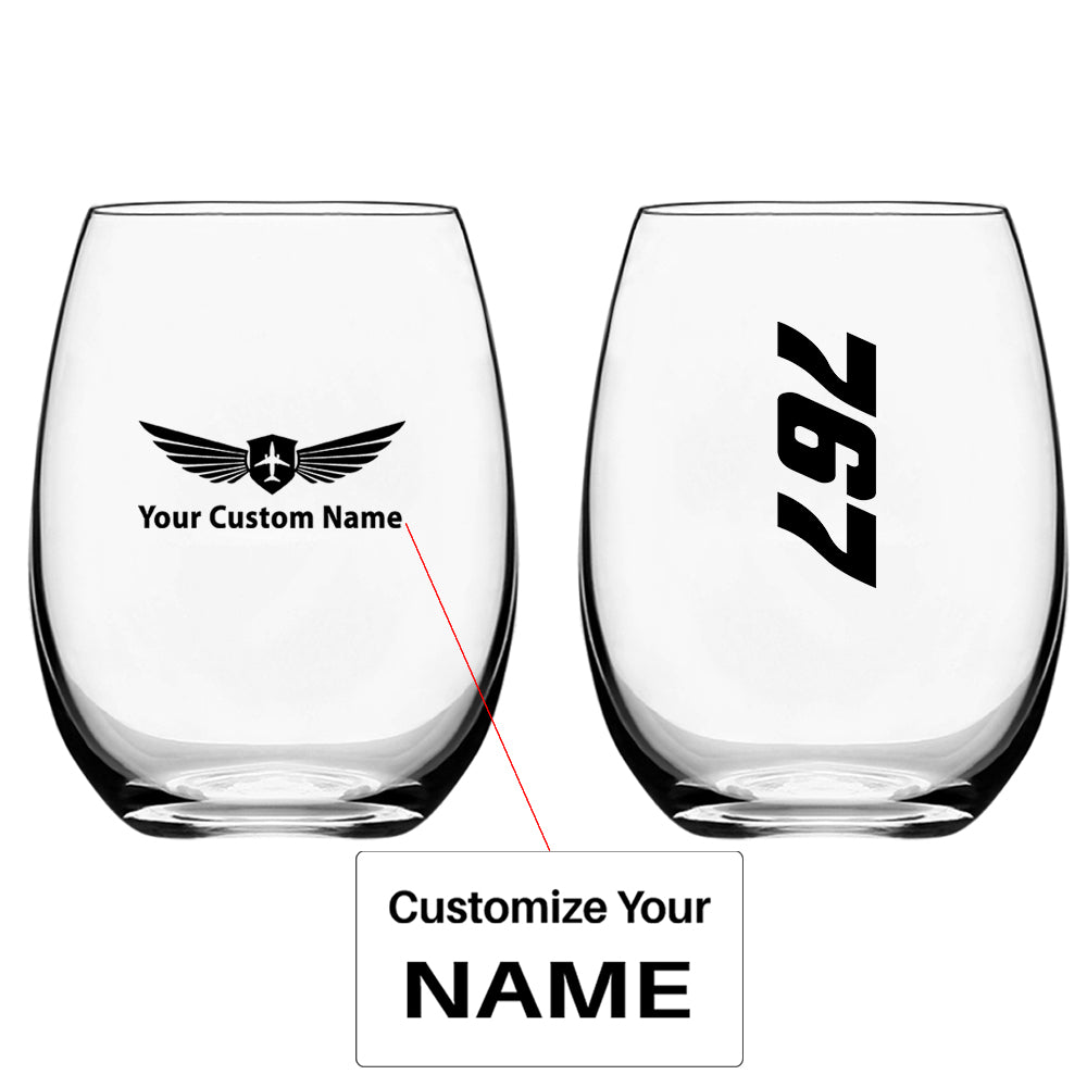 Boeing 767 Text Designed Water & Drink Glasses