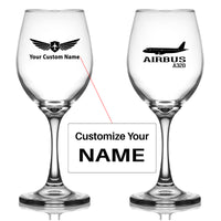 Thumbnail for Airbus A320 Printed Designed Wine Glasses