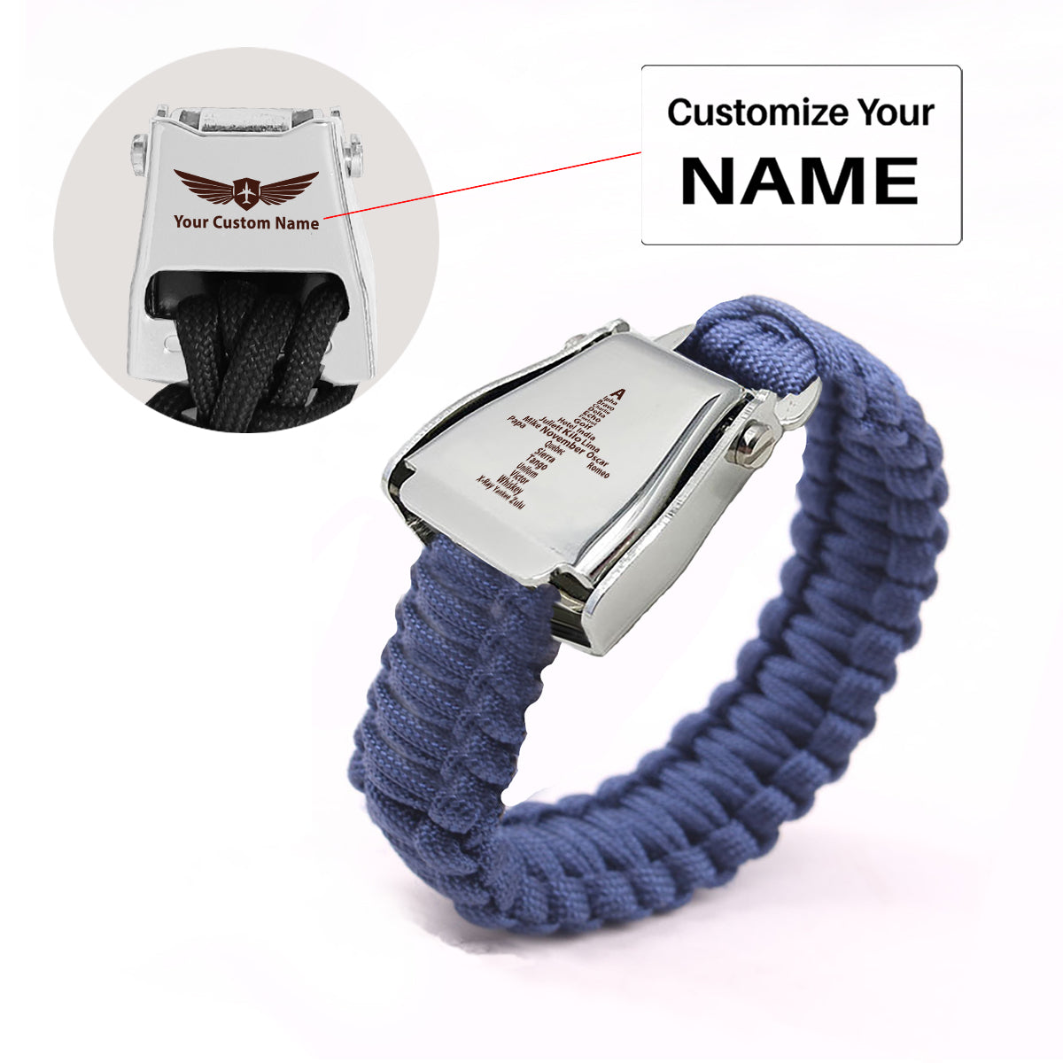 Airplane Shape Aviation Alphabet Design Airplane Seat Belt Bracelet