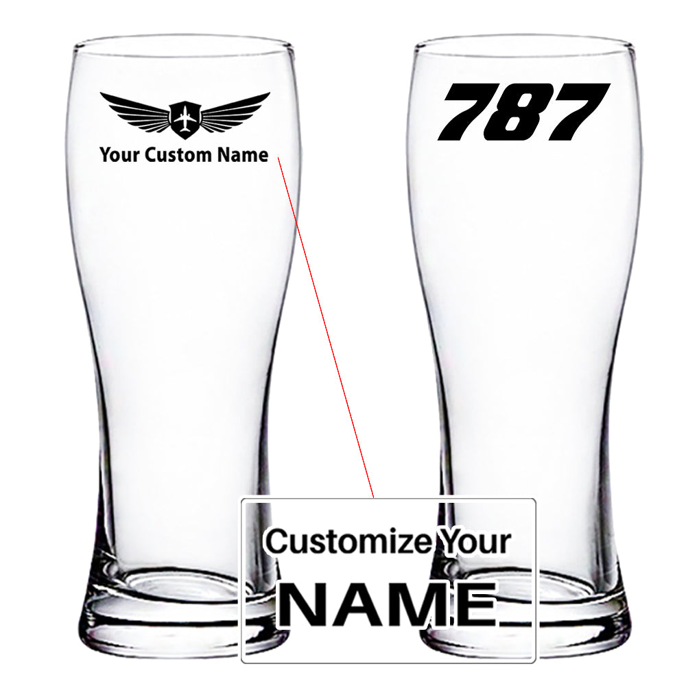 787 Flat Text Designed Pilsner Beer Glasses
